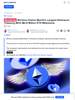 Bitmine Amasses $2.9B Ethereum, Now Biggest Institutional Holder