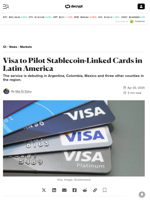 Visa to Pilot Stablecoin-Linked Cards in Latin America - Decrypt