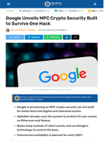 Google Unveils MPC Crypto Security Built to Survive One Hack - Crypto News Flash