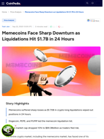 Memecoins Face Sharp Downturn as Liquidations Hit $1.7B in 24 Hours