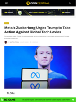Meta’s Zuckerberg Urges Trump to Take Action Against Global Tech Levies - CoinCentral