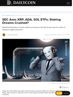 SEC Axes XRP, ADA, SOL ETFs: Staking Dreams Crushed? - DailyCoin