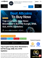 Top crypto to buy Now: BlockDAG’s $277M Surge, BNB, SUI, HYPE Updates | Live Bitcoin News