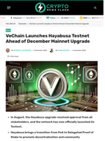 VeChain Launches Hayabusa Testnet Ahead of December Mainnet Upgrade - Crypto News Flash