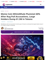 Memecoin WhiteWhale Plummet 60% After Rug Pull Accusations