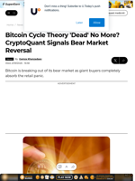 Bitcoin Cycle Theory 'Dead' No More? CryptoQuant Signals Bear Market Reversal - U.Today