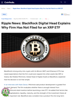 Ripple News: BlackRock Digital Head Explains Why Firm Has Not Filed for an XRP ETF