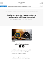 Top Expert Says SEC Lawsuit No Longer an Excuse for XRP Price Stagnation