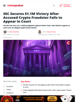 SEC Wins $1.1M Crypto Fraud Case by Default Judgment