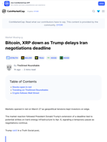 Bitcoin, XRP down as Trump delays Iran negotiations deadline: Guest Post by TheStreet Roundtable | CoinMarketCap