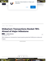 Shibarium Transactions Rocket 78% Ahead of Major Milestone - U.Today