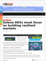 Solana DEXs must focus on building resilient markets - The Crypto News Wire