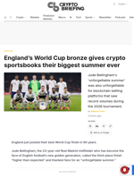England's World Cup bronze gives crypto sportsbooks their biggest summer ever
