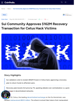 Sui Community Approves $162M Recovery Transaction for Cetus Hack Victims