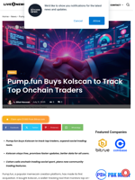 Pump.fun Buys Kolscan to Track Top Onchain Traders | Live Bitcoin News