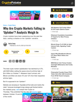 Why Are Crypto Markets Falling in 'Uptober'? Analysts Weigh In