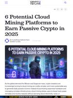 6 Potential Cloud Mining Platforms to Earn Passive Crypto in 2025