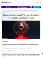Ether price forecast: ETH could dip below $4k as indicators lean bearish