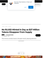 No RLUSD Minted in Day as $27 Million Tokens Disappear From Supply - U.Today