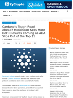 Cardano’s Tough Road Ahead? Hoskinson Sees More DeFi Closures Coming as ADA Slips Out of the Top 15 ⋆ ZyCrypto