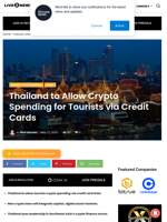 Thailand to Allow Crypto Spending for Tourists via Credit Cards | Live Bitcoin News