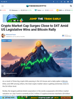 Crypto Market Cap Surges Close to $4T Amid US Legislative Wins and Bitcoin Rally - TheNewsCrypto