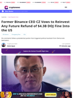CZ Vows to Reinvest Any Future Refund of $4.3B Into the US