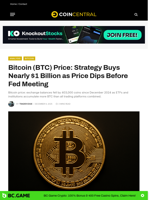 Bitcoin (BTC) Price: Strategy Buys Nearly $1 Billion as Price Dips Before Fed Meeting - CoinCentral