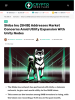 Shiba Inu (SHIB) Addresses Market Concerns Amid Utility Expansion With Unity Nodes - Crypto News Flash