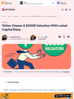 Tether Valuation Set to Soar With Latest $20B Funding Effort