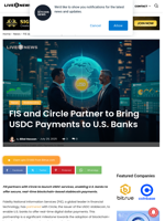FIS and Circle Partner to Bring USDC Payments to U.S. Banks | Live Bitcoin News