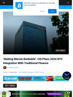 Citi Plans 2026 Bitcoin Integration With Traditional Finance