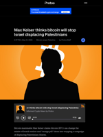 Max Keiser thinks bitcoin will stop Israel displacing Palestinians