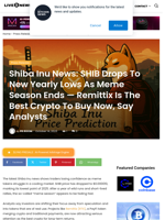 Shiba Inu News: SHIB Drops To New Yearly Lows As Meme Season Ends — Remittix Is The Best Crypto To Buy Now, Say Analysts | Live Bitcoin News