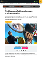 Robinhood Under Florida Probe for Alleged Deceptive Crypto Promotion