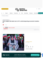 Iran's regime fall odds rise to 14% amid deepening economic troubles: FT