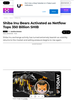 Shiba Inu Bears Activated as Netflow Tops 350 Billion SHIB - U.Today