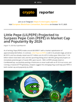 Little Pepe (LILPEPE) Projected to Surpass Pepe Coin (PEPE) in Market Cap and Popularity By 2026