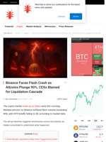 Binance Faces Flash Crash as Altcoins Plunge 90%, CEXs Blamed...