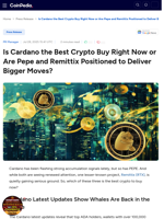 Is Cardano the Best Crypto Buy Right Now or Are Pepe and Remittix Positioned to Deliver Bigger Moves?