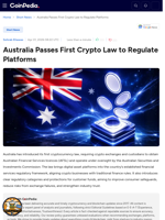 Australia Passes First Crypto Law to Regulate Platforms