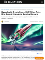 Hyperliquid Crypto Soars: HYPE Coin Price Hits Record High Amid Surging Demand - DailyCoin