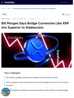 Bill Morgan Says Bridge Currencies Like XRP Are Superior to Stablecoins