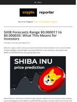 SHIB Forecasts Range $0.000011 to $0.000035: What This Means for Investors