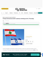 Trump announces Israel-Lebanon meeting set for Thursday