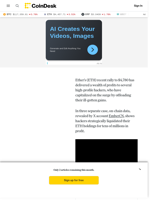 Ether News (ETH): Hackers Are Selling the Rally