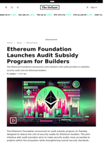 Ethereum Foundation Launches Audit Subsidy Program for Builders - 