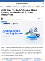 MEXC Adds Five Ondo Tokenized Stocks Spanning Semiconductors To Power Infrastructure - TheNewsCrypto