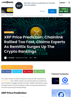 XRP Price Prediction: Chainlink Rallied Too Fast, Claims Experts As Remittix Surges Up The Crypto Rankings | Live Bitcoin News