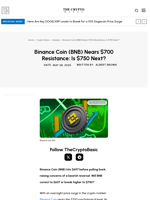 Binance Coin (BNB) Nears $700 Resistance: Is $750 Next?